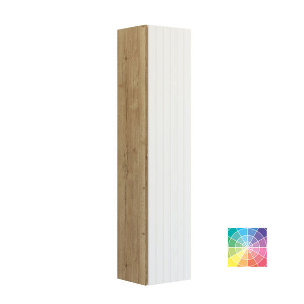 Høyskap ver. C, 1 dør m/riller venstre, 176x40x35 cm natur eik/valgfri farge