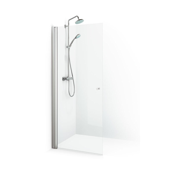 Spirit rett dør 870 mm med knottgrep, blank, klart glass