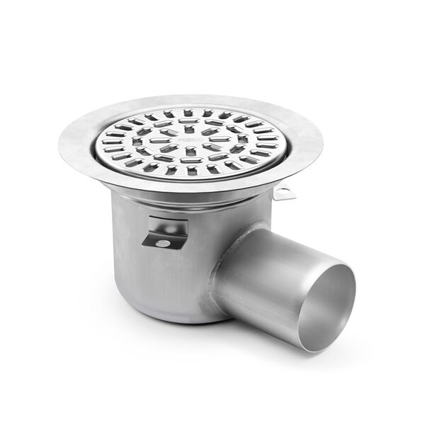 75 mm Purus Sigyn sluk m/sideutløp, rustfri