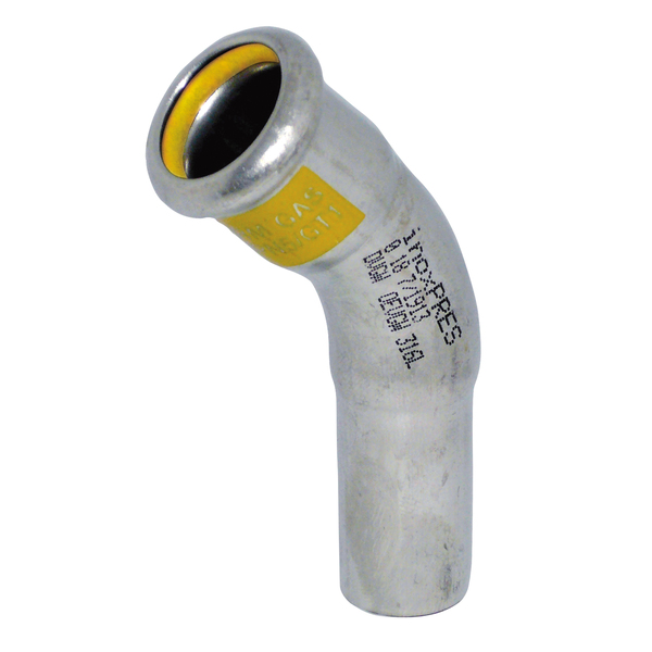 76,1 mm Inoxpres GAS  bend 45, m/1 muffe