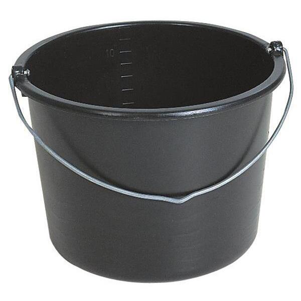 Murerbøtte med hank u/helletut, 12 ltr sort