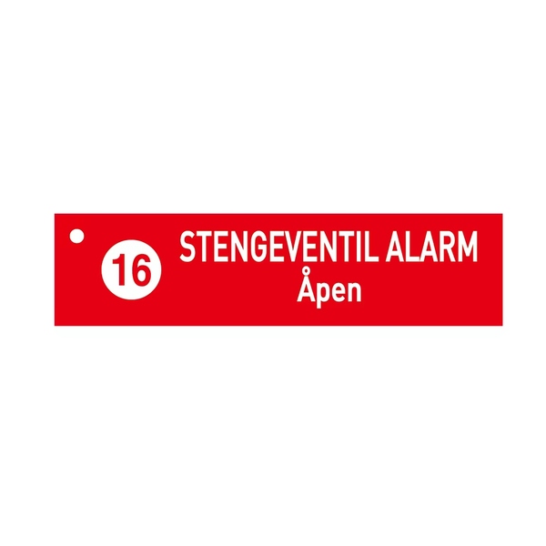 1904 Sprinklerskilt 80x20, stengeventil alarm åpen 16