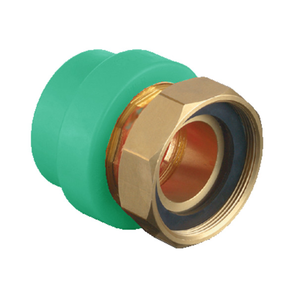 2x50mm Blue/Green pipe overgangsmuffe, m/mutter