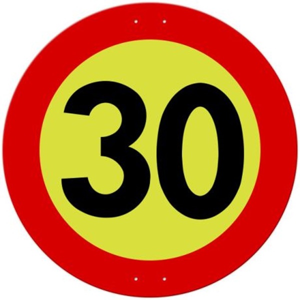 Skilt - fartsgrense 30km, 362 MS FGG Kl.3