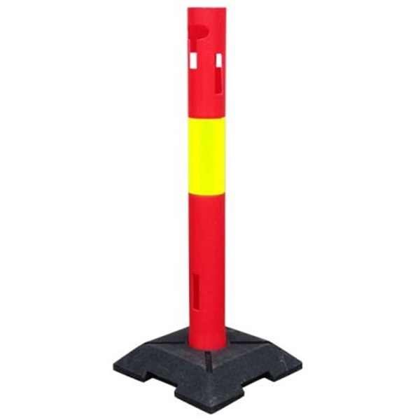 Trafikksylinder m/gummifot  942, 1m rød m/reflex 8kg