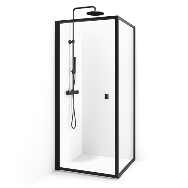 Empire rett dør 780 u/sprosser, sort profil/klart glass