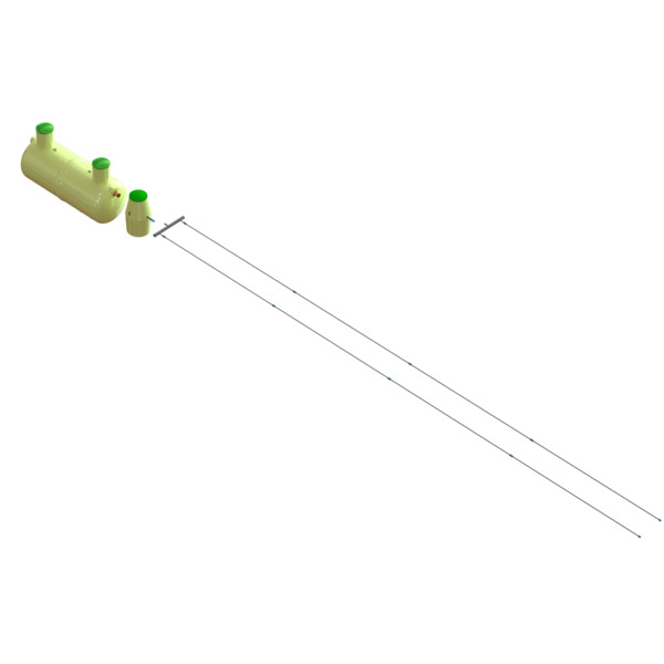 Trykkinfiltrasjonsanlegg komplett 2/10PE, m/7 m3 slamavskiller