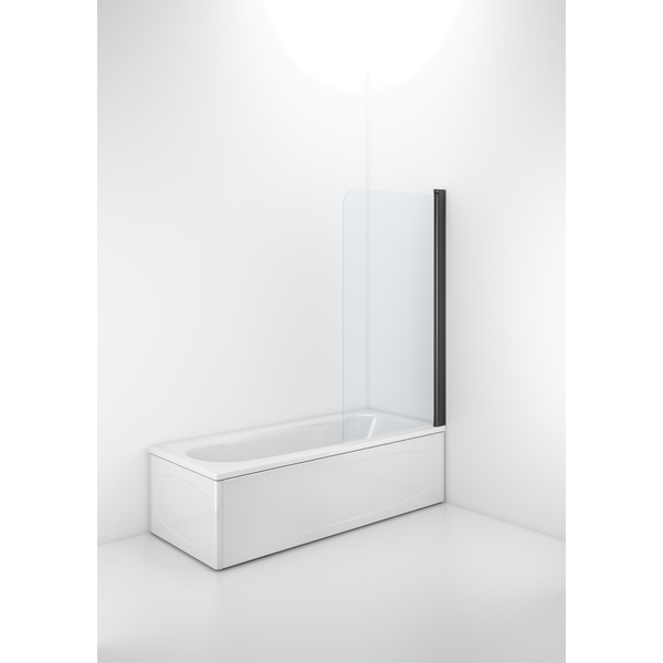 Space badekarskjerm 800x1400 mm, matt sort/klart glass