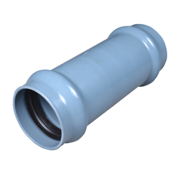 90 mm PVC trykk løpemuffe PN10 SDR 21, grå