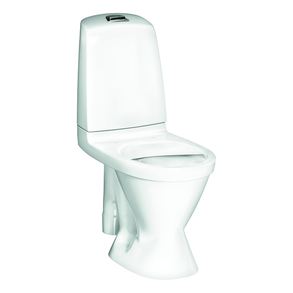 Nautic 1591 gulvtoalett Hygienic Flush, u/sete åpen S-lås, stor fot, 2/4 ltr