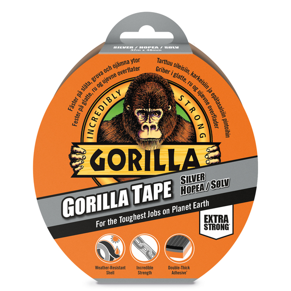 Gorilla tape sølv, 32 meter
