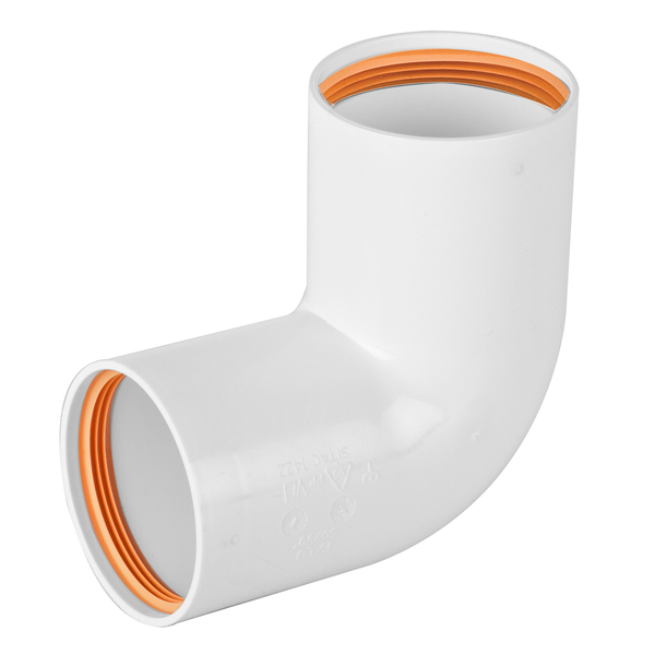 50 mm Falu bend 90 dobbeltmuffe, hvit