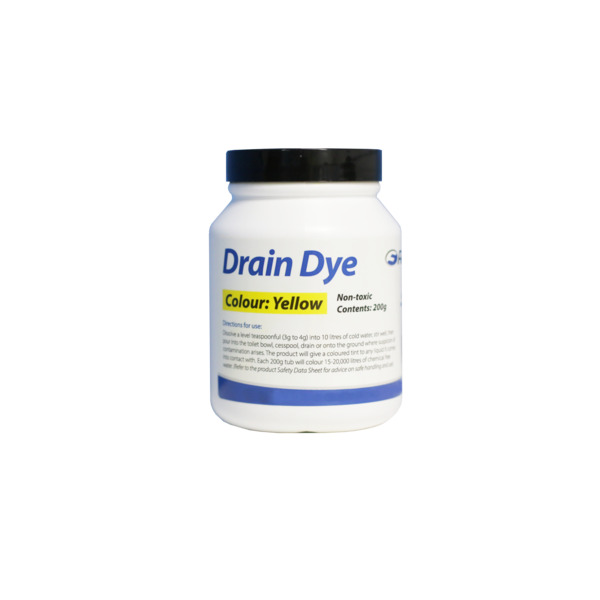Drain Dye fargestoff 200 gram gul, f/lekkasjetest