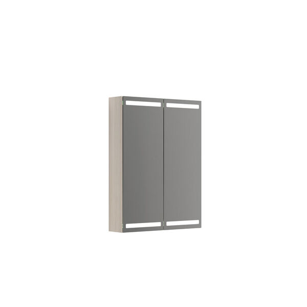 Speilskap Parallel m/lys og lysstyring, m/2 dørere 80x60x15 hvit eik