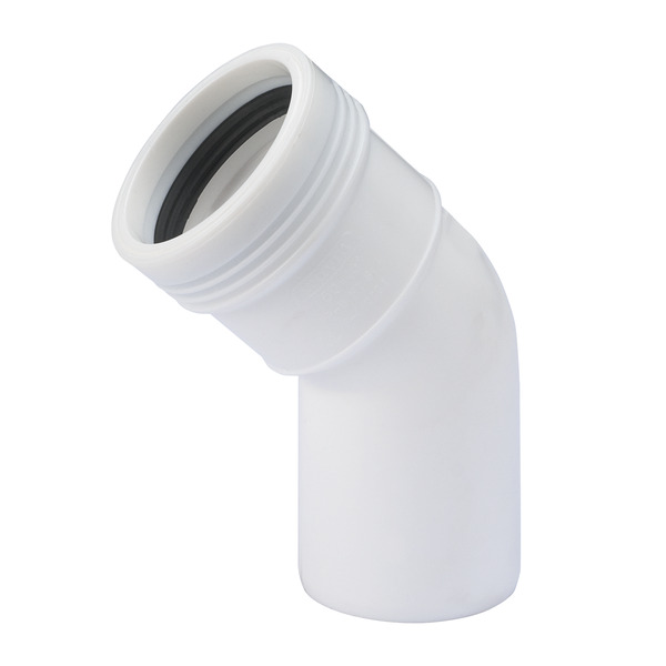 50 mm Wafix bend 45° PP, hvit