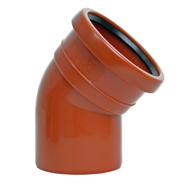 200 mm x 45° PP bend f/avløp, rødbrun