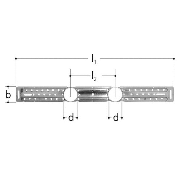 Sanipex festeskinne dobbel cc 150 mm, lengde: 55 cm