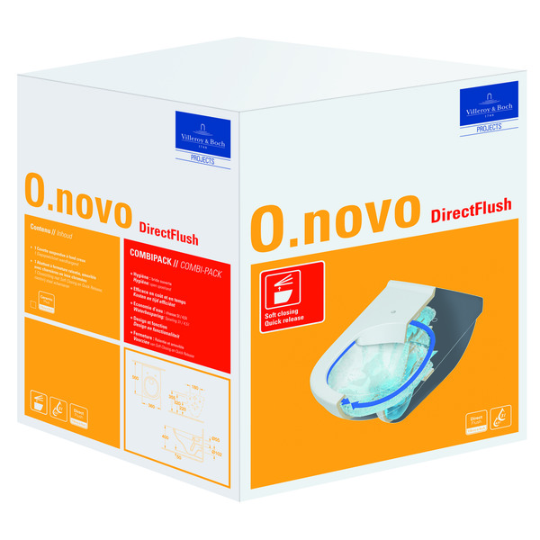 O.novo veggskål 56x36 direct Flush, m/SC/QR sete (veggskålpakke)