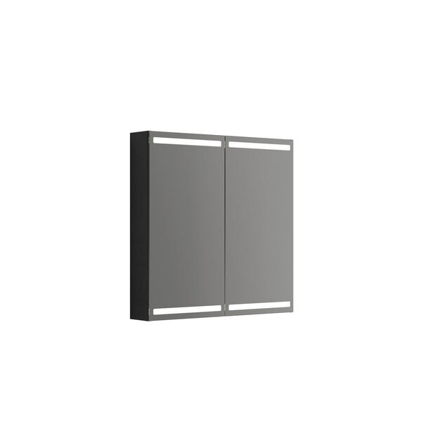 Speilskap Parallel m/lys og lysstyring, m/2 dørere 80x80x15 noir
