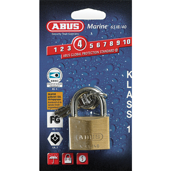 Abus hengelås m/2 nøkler klasse 1, 65IB/40