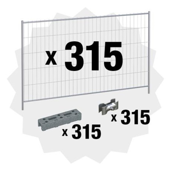 Byggegjerde m/hjørneforsterker, 3,5x2 mtr m/føtter 420 stk