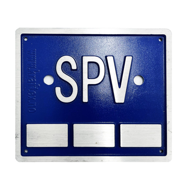 120x140 mm Spillvannskum skilt, blå, K-12SPV, støpt aluminium