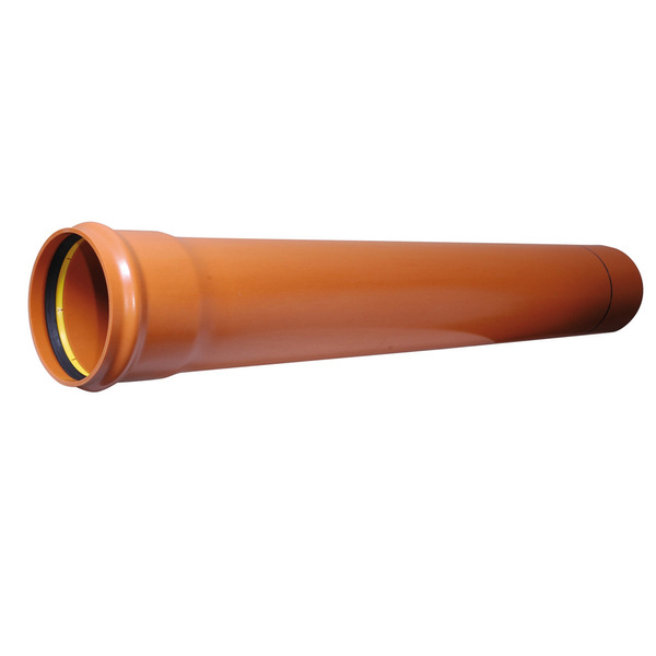 315 PVC grunnavløpsrør m/Powerlock EPDM, 6 meter, rødbrun SN8