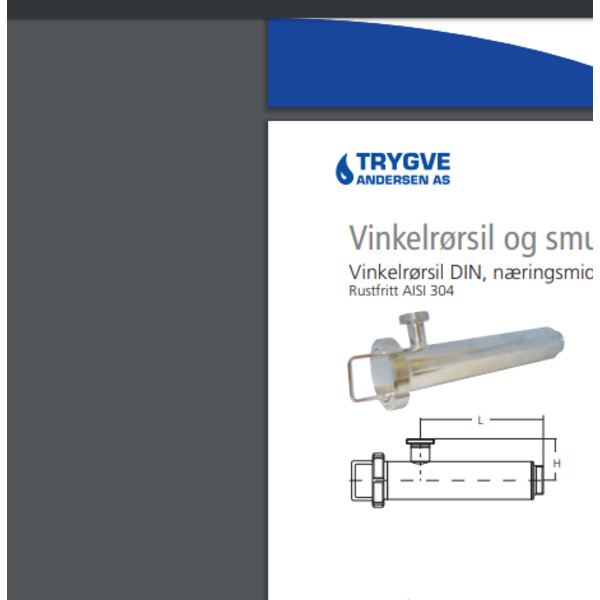 DN25 vinkelrørsil 581DIN 1,5 silinns 304