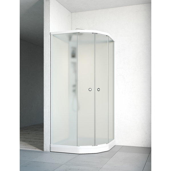 Flow bakvegg 810x910, hvit profil/hvitt glass
