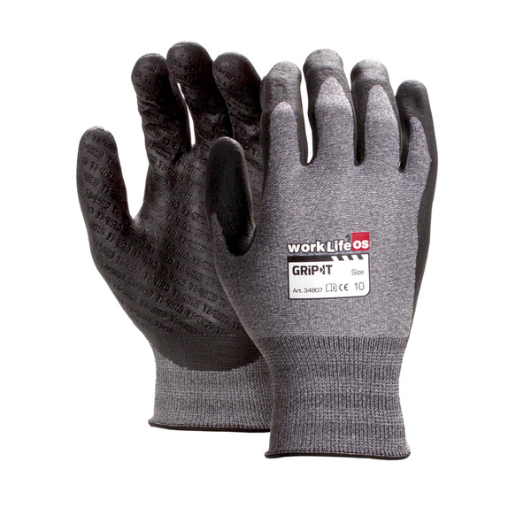 Worklife Grip-It hanske sømløs m/ribbmansjett, str 8
