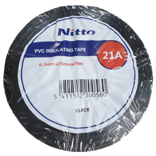 Nitto 25mmx20 mtr isolasjonstape N21A, sort