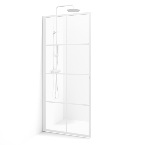Empire rett dør 780 m/sprosser, hvit profil/klart glass