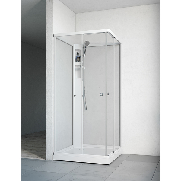 Flow servicehylle standard, uten batteri, med dusjgarnityr, hvit
