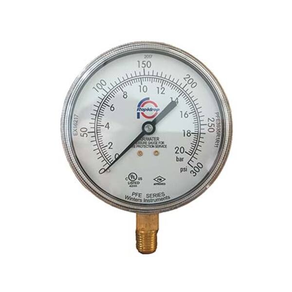 1/2 Manometer glyserin Ø100, 0-25 bar ned