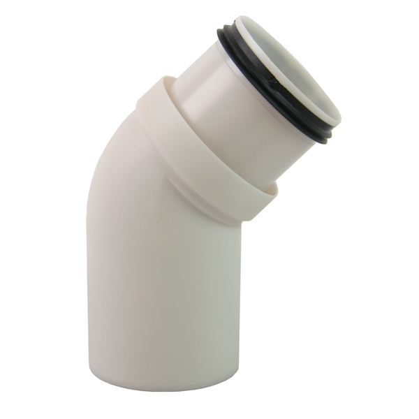 50 mm Smartline bend 45° PP, hvit