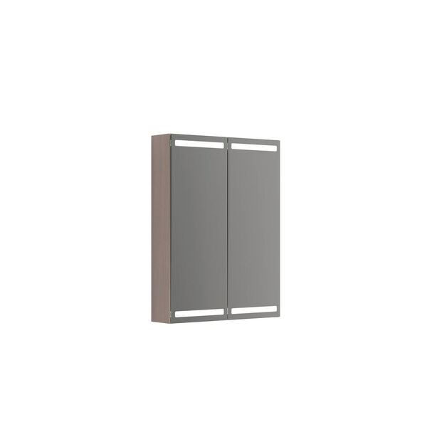 Speilskap Parallel m/lys og lysstyring, m/2 dørere 80x60x15 grå eik