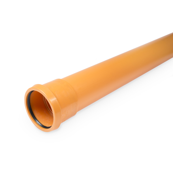 200 mm PP grunnavløps rør M/M 7,3, SN8 rødbrun 6 meter