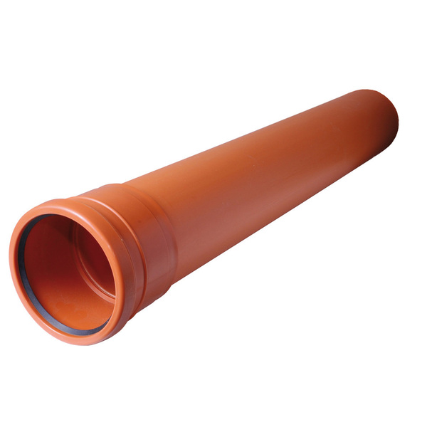 110 mm PP grunnavløpsrør m/muffe, 3 meter, rødbrun SN8