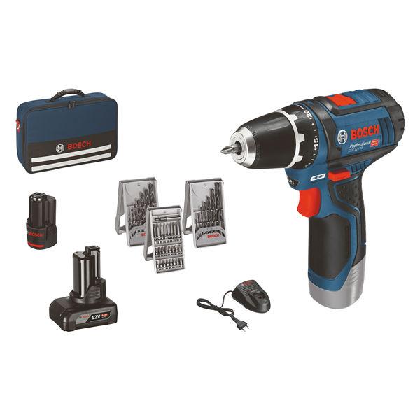 Bosch skrumaskin GSR 12V-15 1x2Ah, 1x4Ah lader