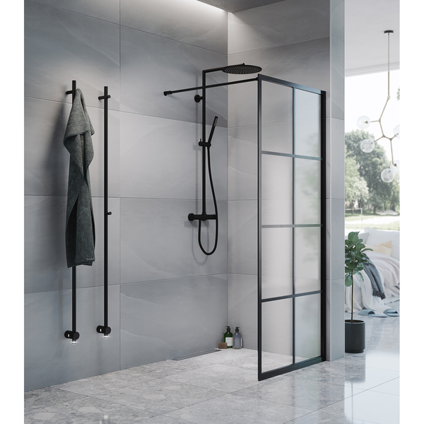 Empire vegg 450 m/sprosser, sort profil/klart glass