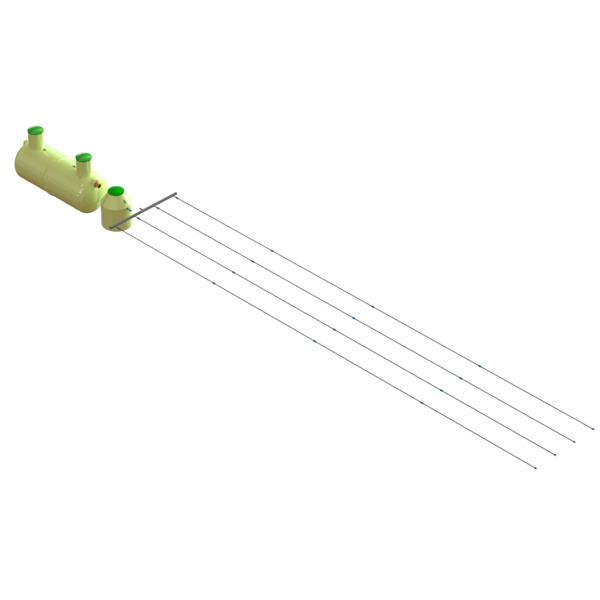 Trykkinfiltrasjonsanlegg komplett 1/5PE, m/7 m3 slamavskiller