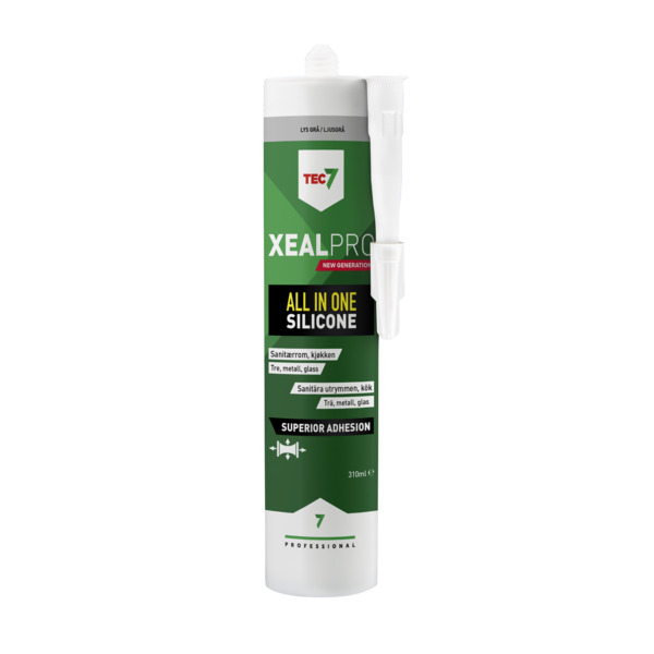 TEC7 Xealpro silikon/fugemasse, 310 ml patron, lys grå