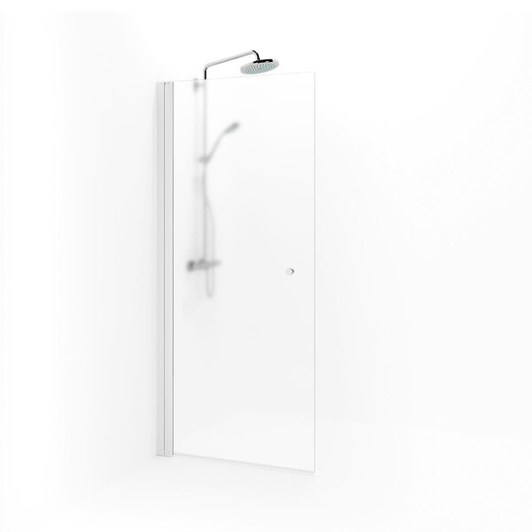 Spirit rett dør 870 mm med knottgrep, hvit, Ice-glass