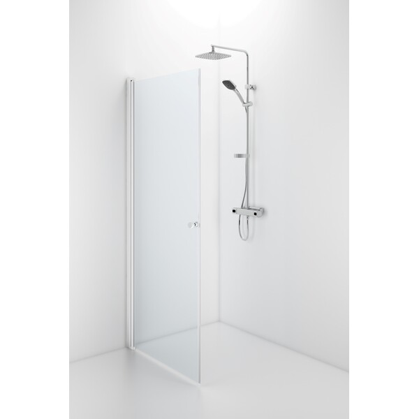 Space rett dusjdør, 600x2000 mm, hvit/klart glass