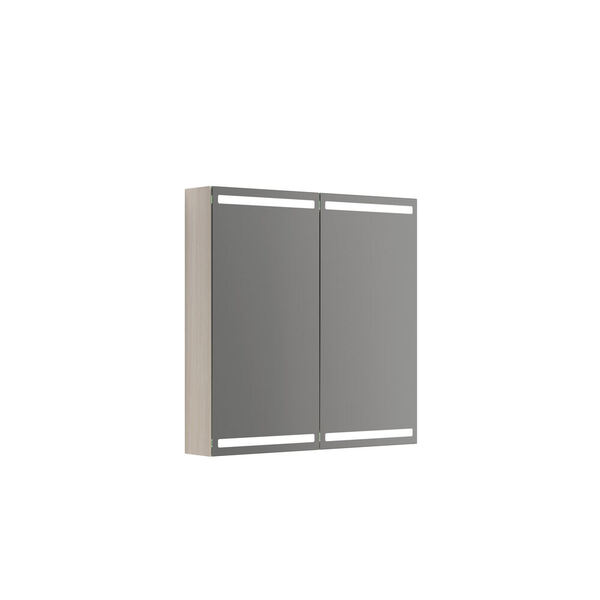 Speilskap Parallel m/lys og lysstyring, m/2 dørere 80x80x15 hvit eik