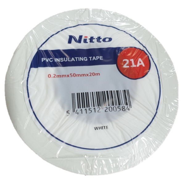 Nitto 50mmx20 mtr isolasjonstape N21A, hvit
