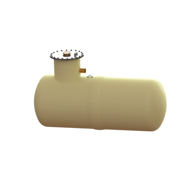 3000 liter samletank liggende, for tetthetsprøving