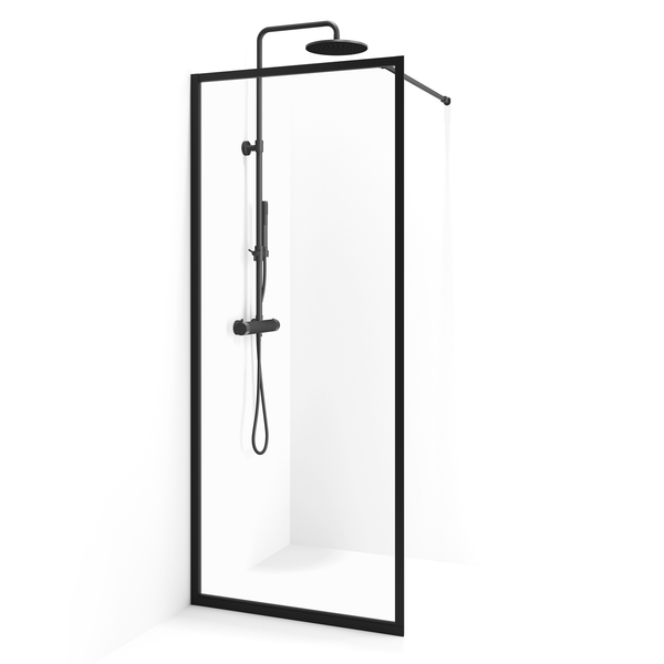 Empire vegg 850 u/sprosser, sort profil/klart glass