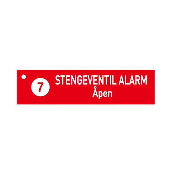 1904 Sprinklerskilt 80x20, stengeventil alarm åpen 7