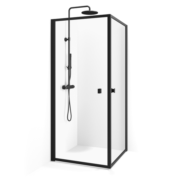 Empire rett dør 880 u/sprosser, sort profil/klart glass